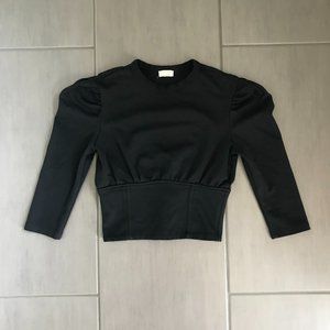 NWOT Zara Black Puff Sleeve Cropped Corset Blouse